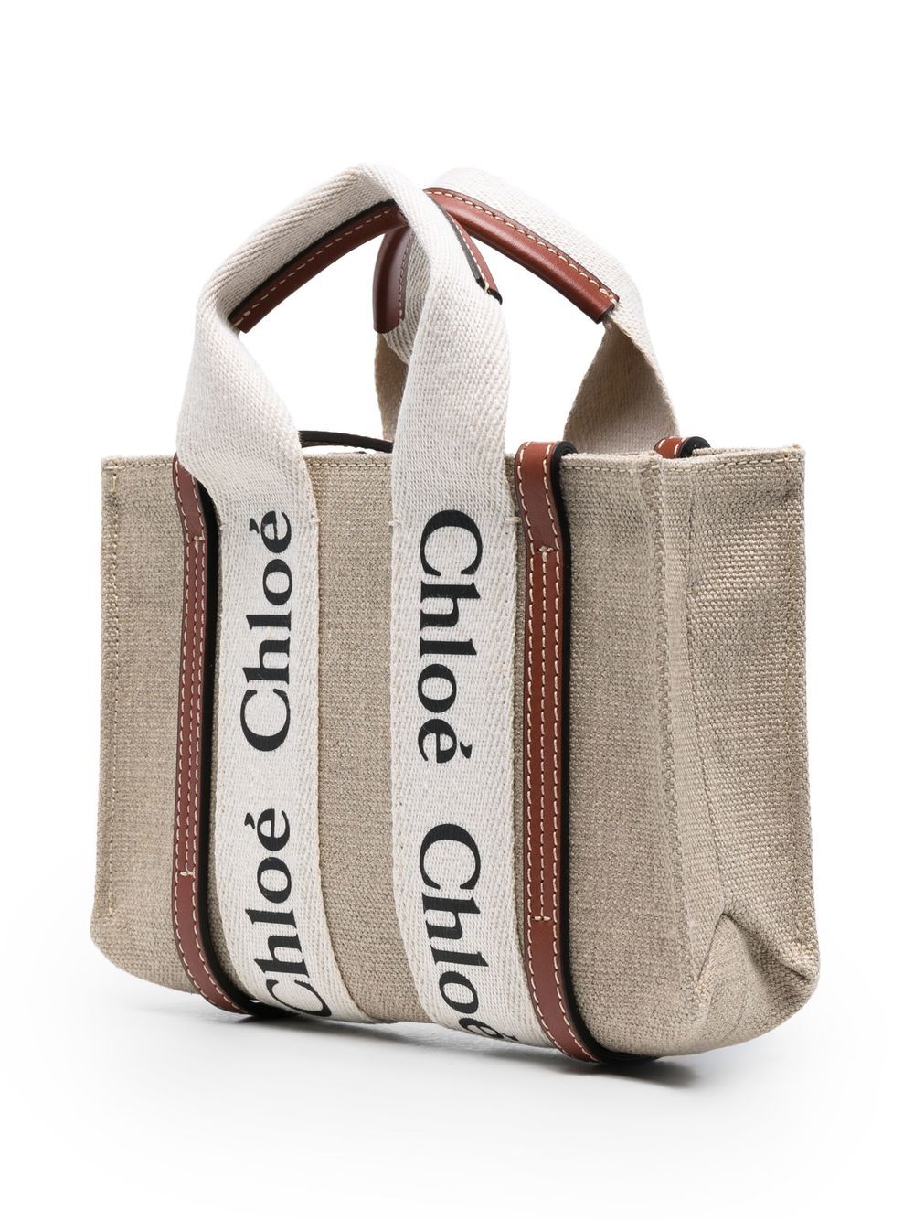 Chloé Women Woody Mini Linen Tote Bag CHLOE