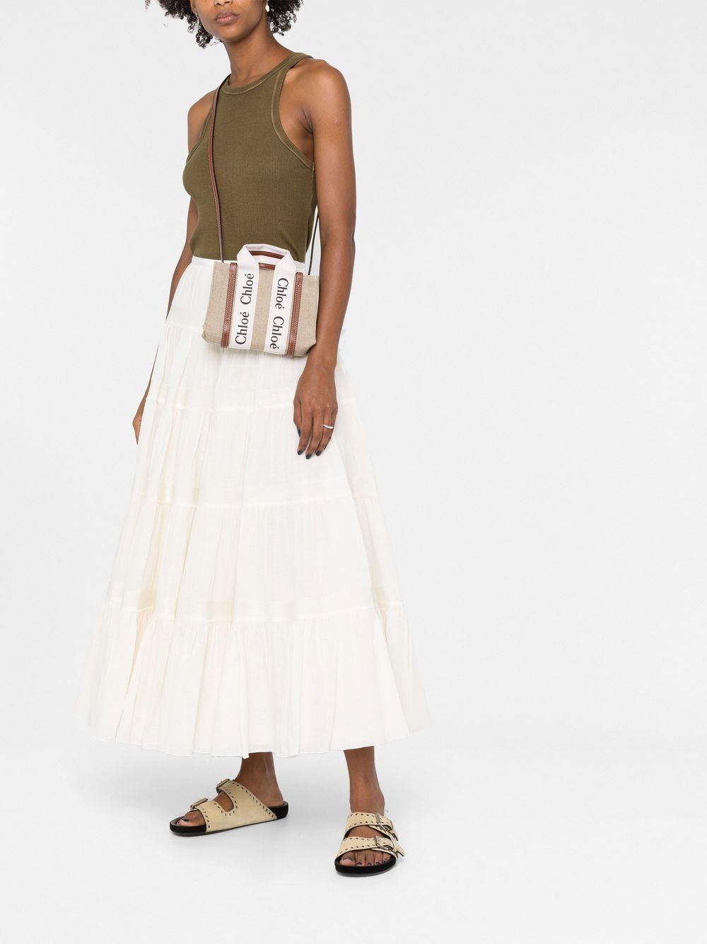 Chloé Women Woody Mini Linen Tote Bag CHLOE