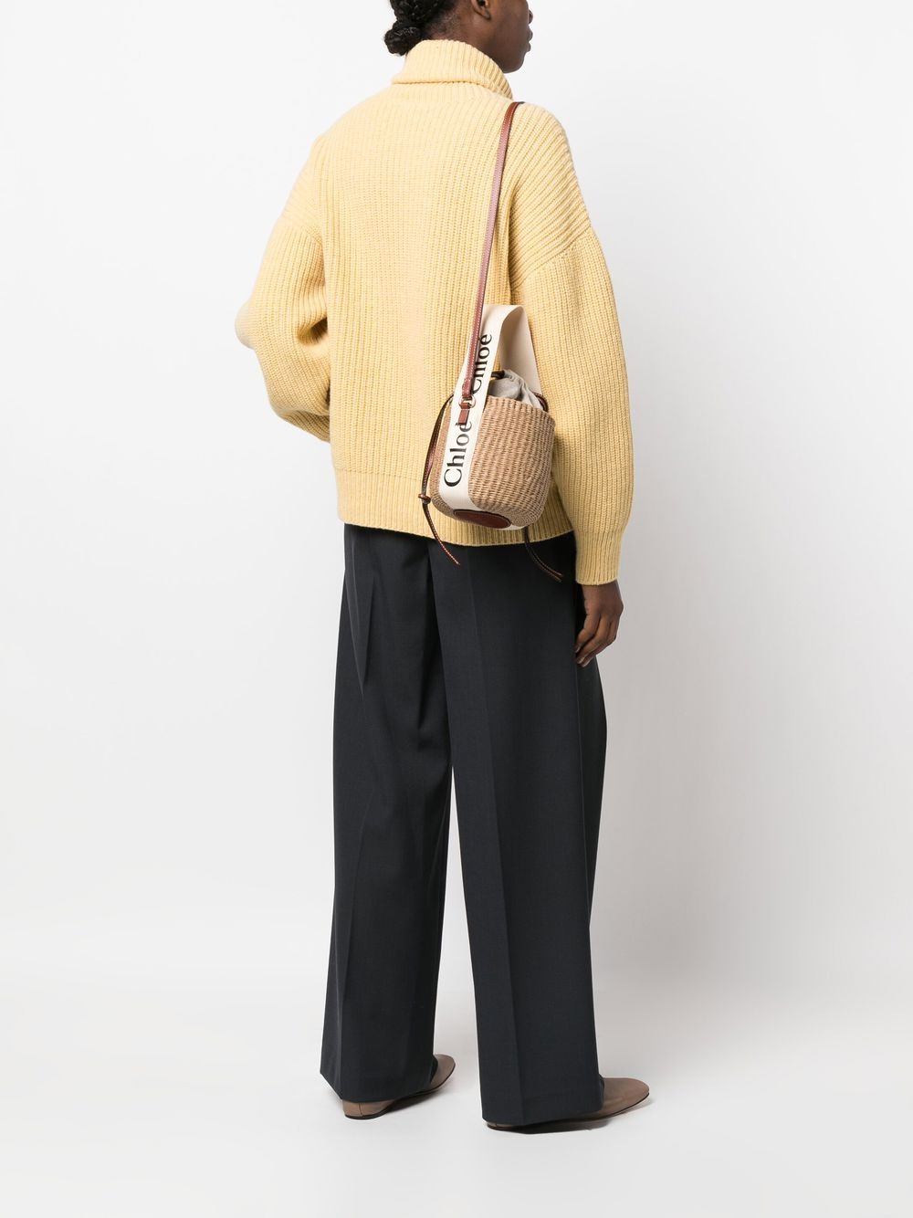 Chloé Women Wwoody Small Straw Bucket Bag CHLOE