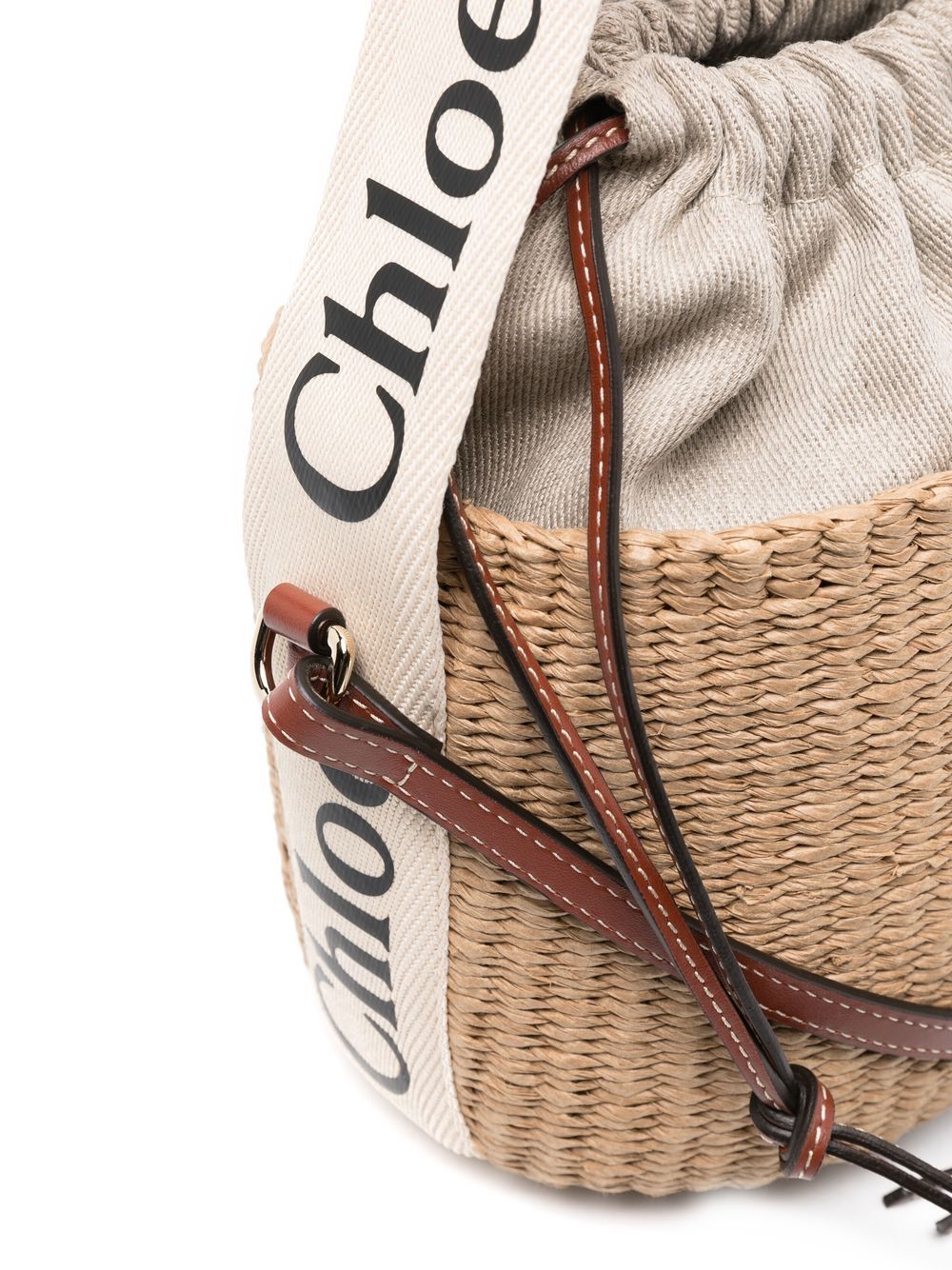 Chloé Women Wwoody Small Straw Bucket Bag CHLOE