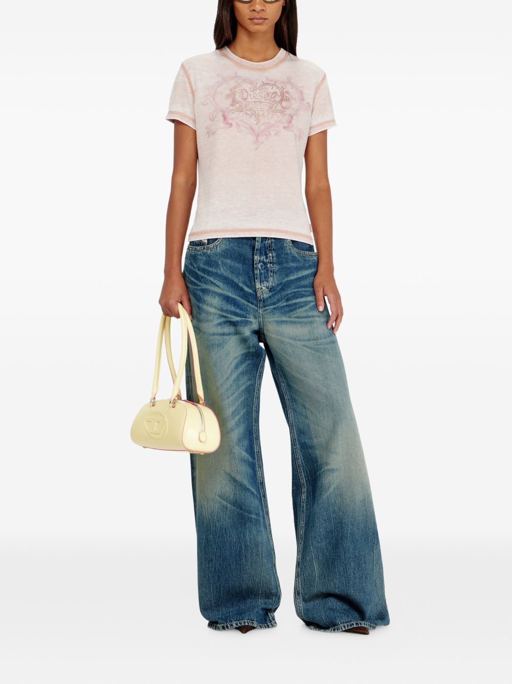 Diesel Women Logo Cotton Blend T-Shirt DIESEL