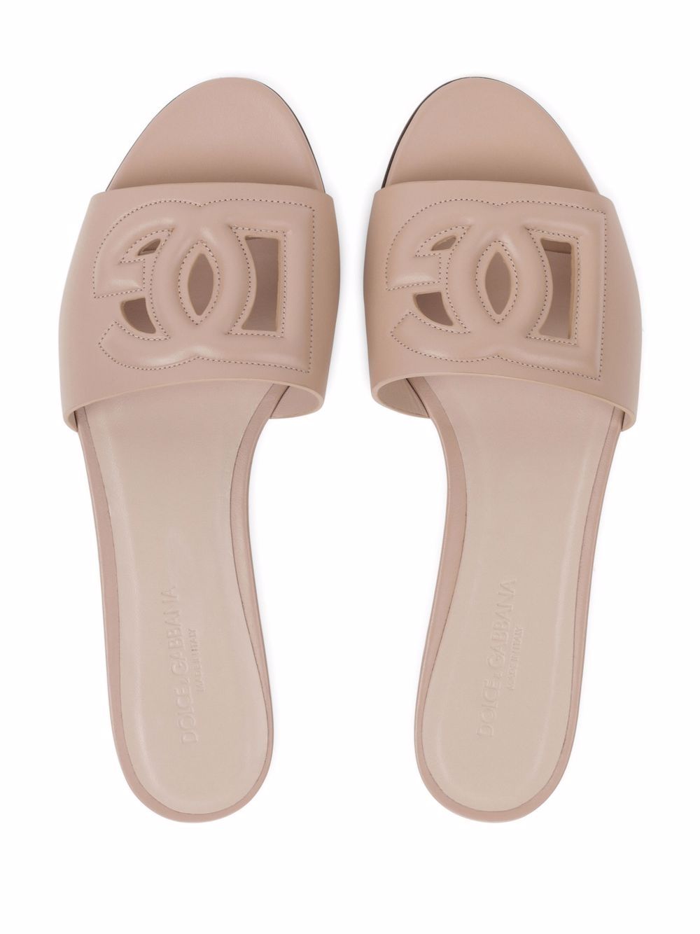 Dolce & Gabbana Women Dg Logo Leather Flat Sandals DOLCE & GABBANA