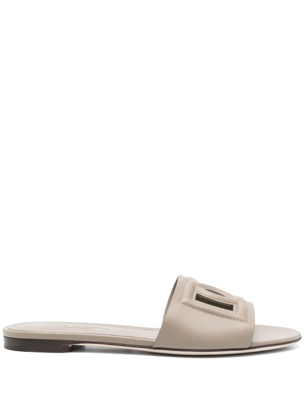Dolce & Gabbana Women Dg Logo Leather Flat Sandals DOLCE & GABBANA