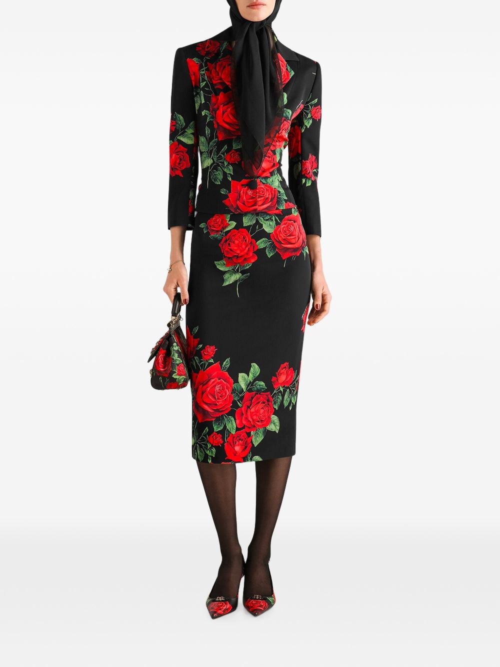 Dolce & Gabbana Women Roses Print Silk Skirt DOLCE & GABBANA
