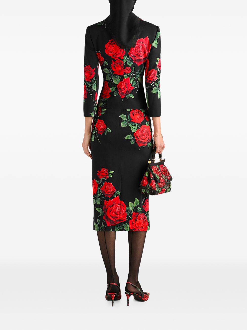 Dolce & Gabbana Women Roses Print Silk Skirt DOLCE & GABBANA