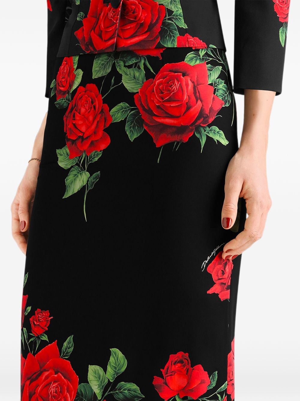 Dolce & Gabbana Women Roses Print Silk Skirt DOLCE & GABBANA