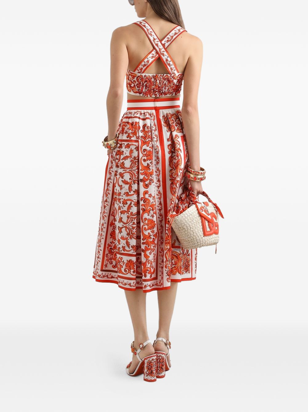 Dolce & Gabbana Women Maiolica Print Cotton Skirt