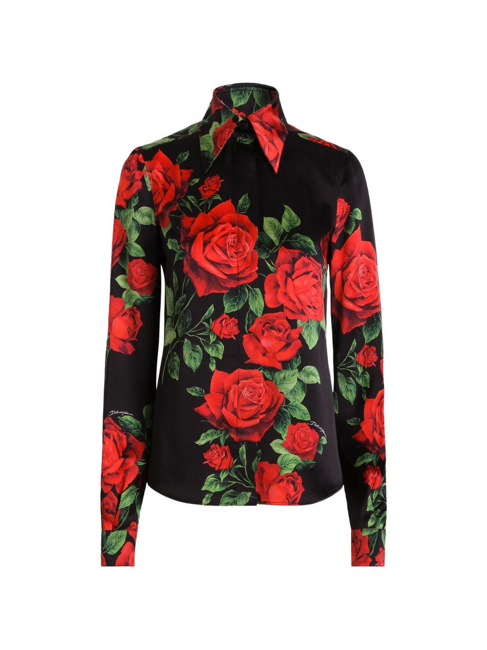 Dolce & Gabbana Women Rose Print Silk Shirt DOLCE & GABBANA