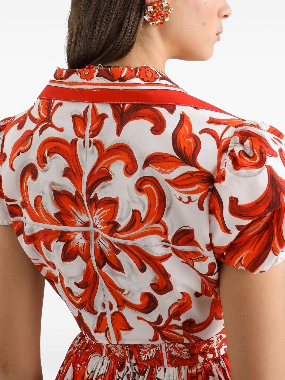 Dolce & Gabbana Women Maiolica Print Cotton Shirt