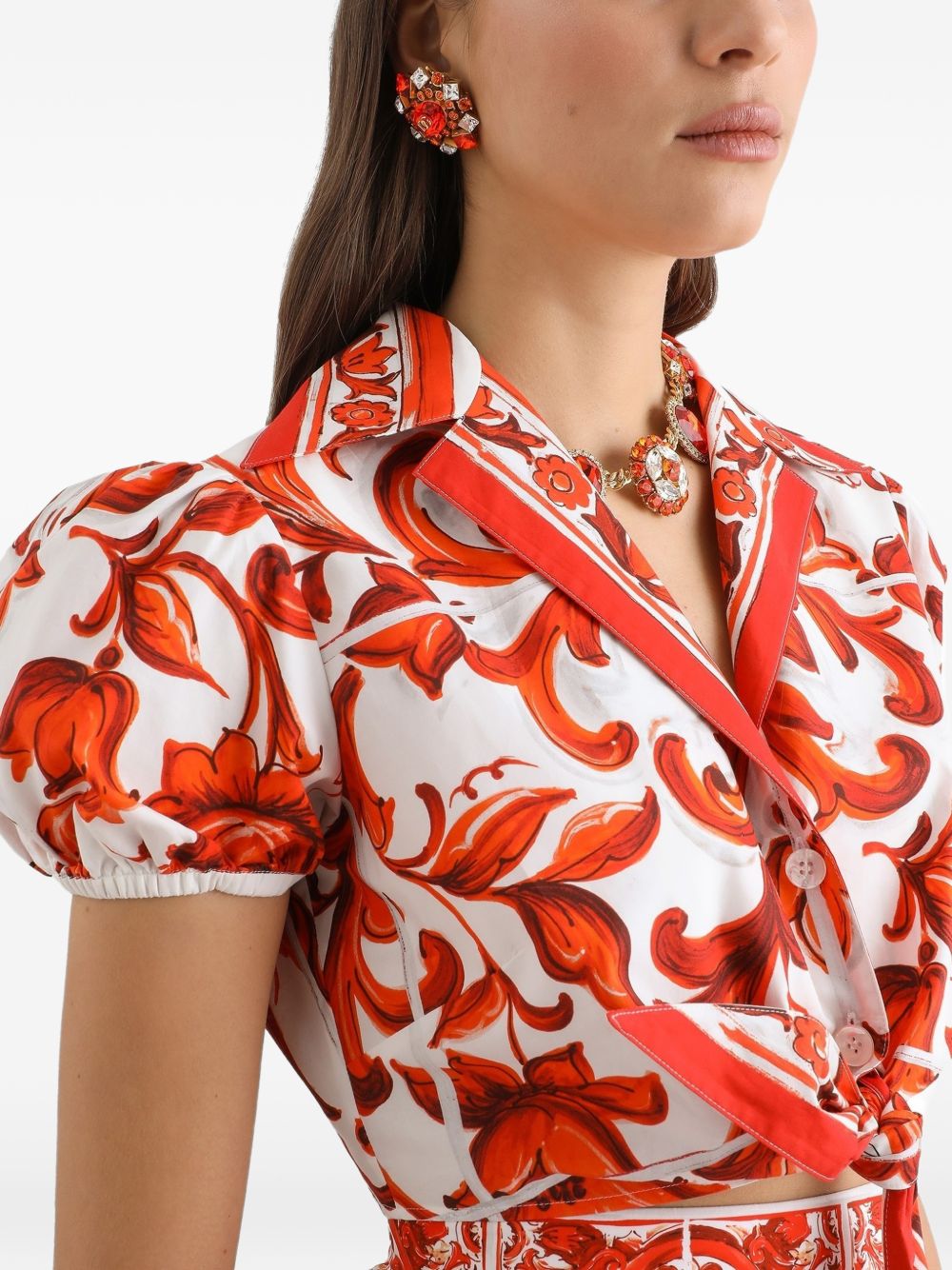 Dolce & Gabbana Women Maiolica Print Cotton Shirt