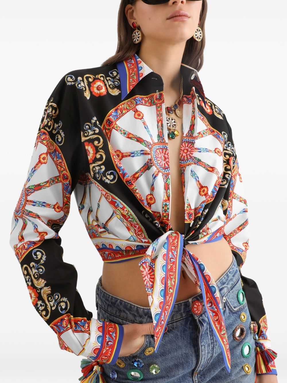 Dolce & Gabbana Women Carretto Print Cotton Shirt DOLCE & GABBANA