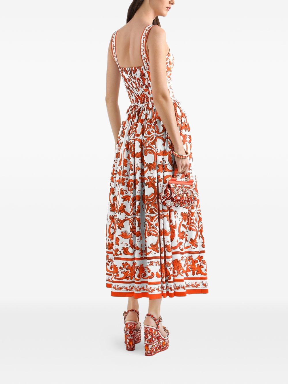 Dolce & Gabbana Women Maiolica Print Cotton Dress DOLCE & GABBANA