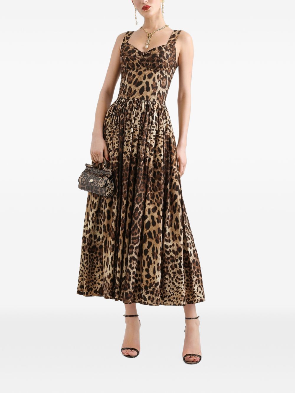 Dolce & Gabbana Women Leo Print Cotton Dress DOLCE & GABBANA