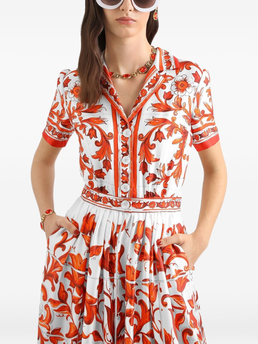Dolce & Gabbana Women Maiolica Print Silk Maxi Dress DOLCE & GABBANA