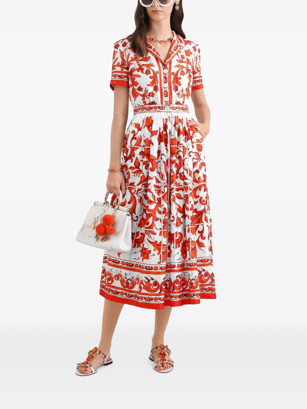 Dolce & Gabbana Women Maiolica Print Silk Maxi Dress DOLCE & GABBANA