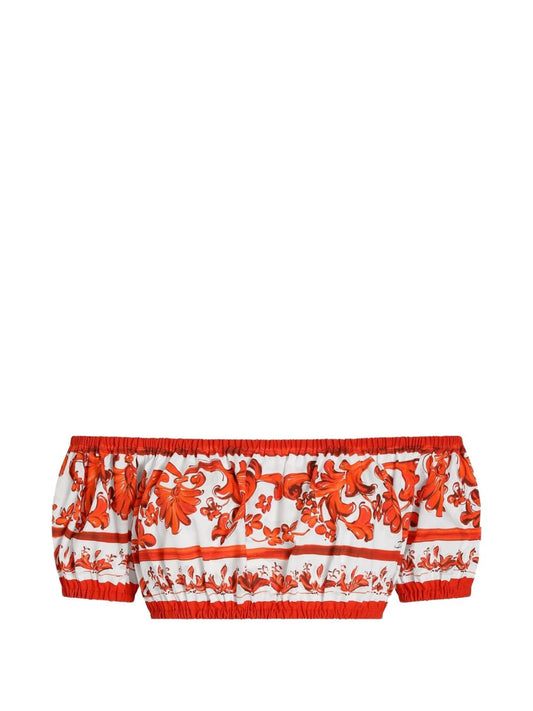Dolce & Gabbana Women Maiolica Print Cotton Top