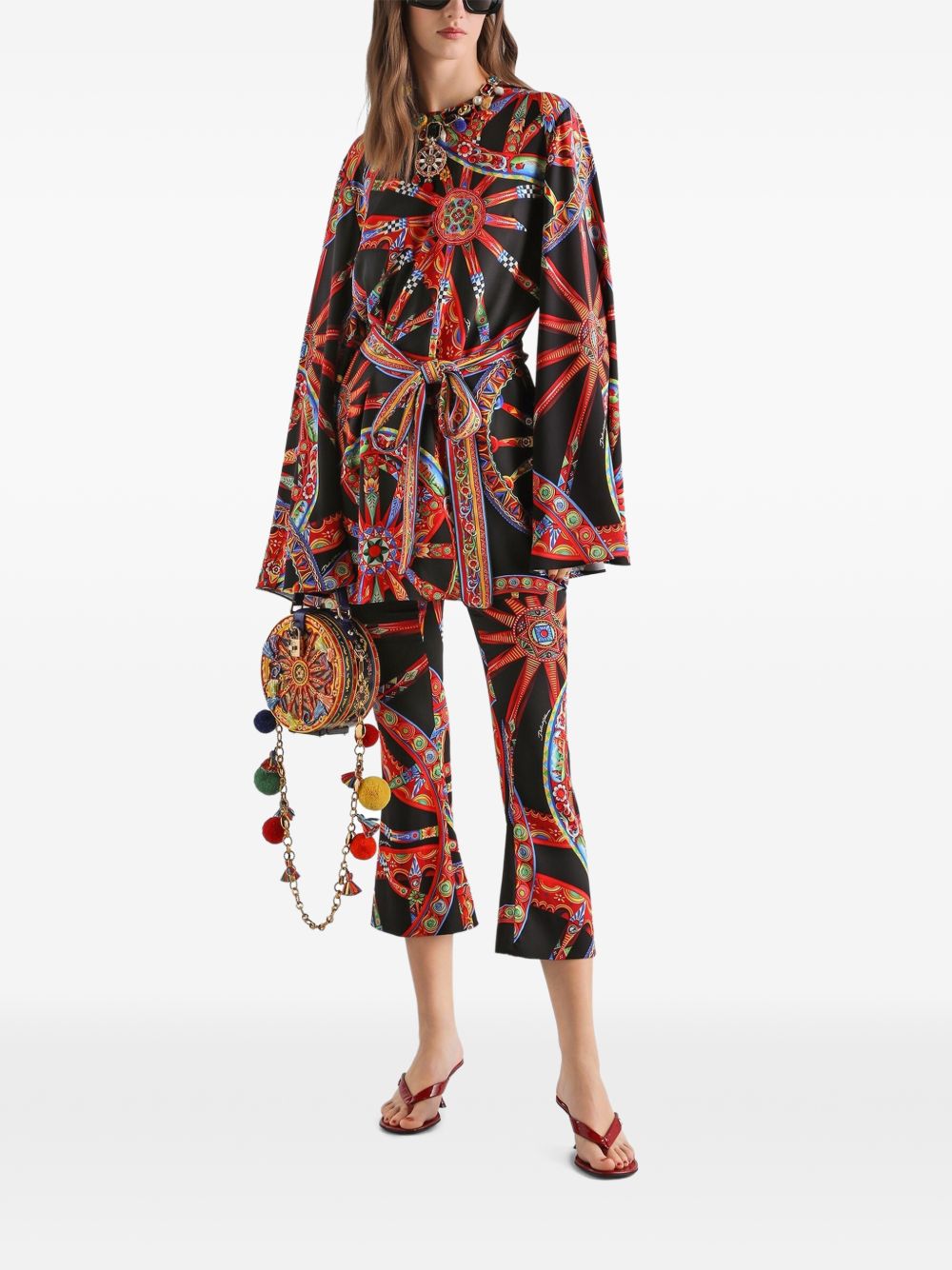 Dolce & Gabbana Women Carretti Print Silk Trousers