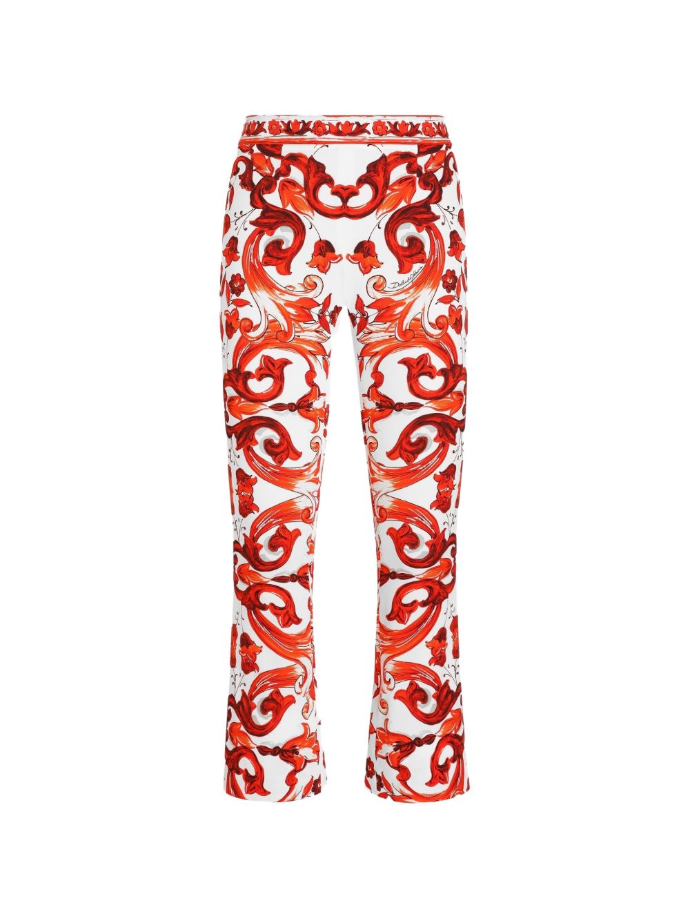 Dolce & Gabbana Women Maiolica Print Silk Trousers DOLCE & GABBANA