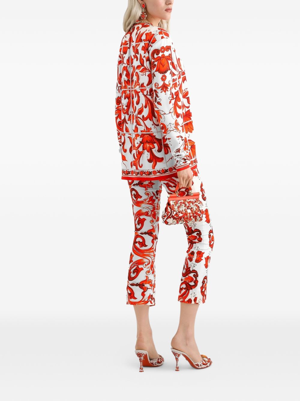 Dolce & Gabbana Women Maiolica Print Silk Trousers DOLCE & GABBANA