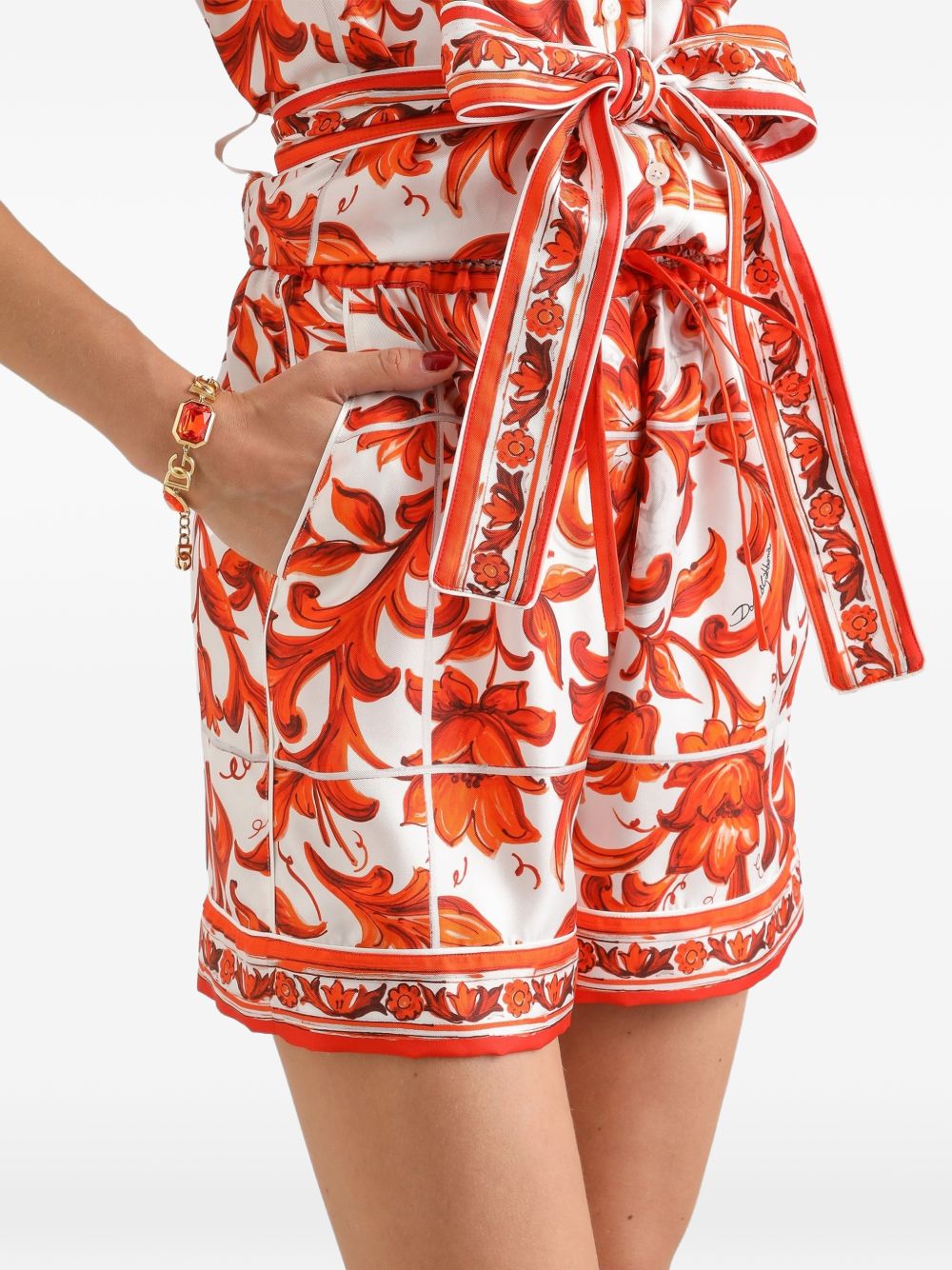 Dolce & Gabbana Women Maiolica Print Silk Shorts DOLCE & GABBANA