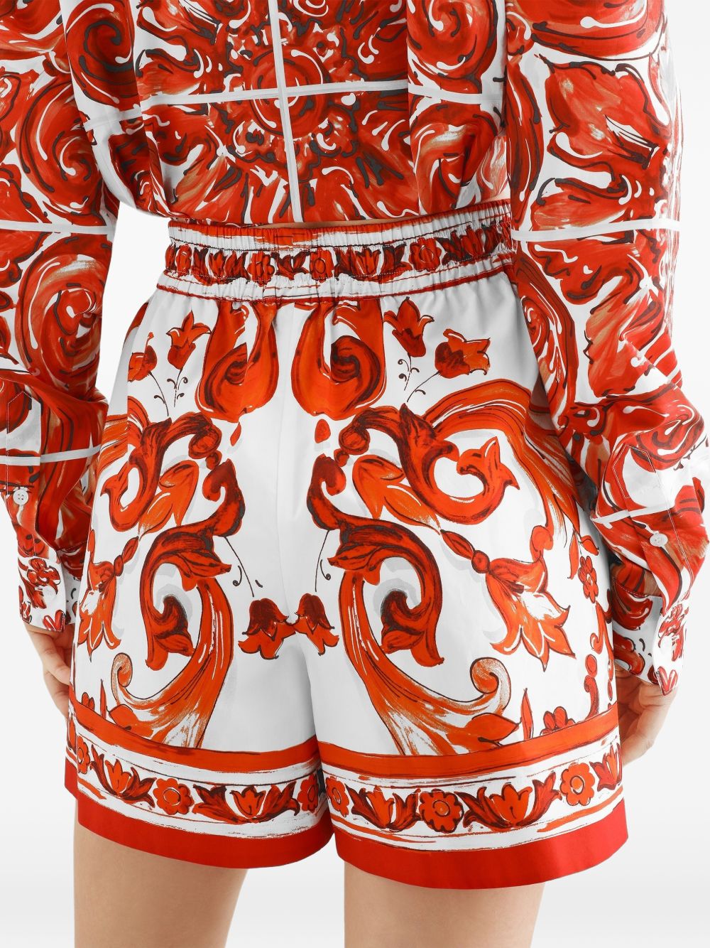 Dolce & Gabbana Women Maiolica Print Cotton Shorts