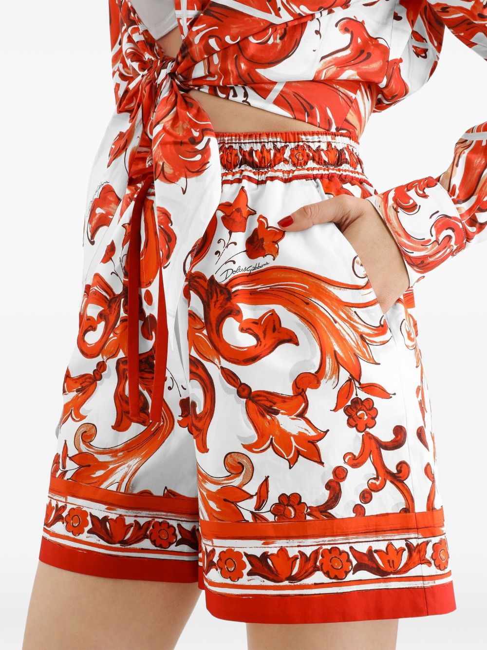 Dolce & Gabbana Women Maiolica Print Cotton Shorts