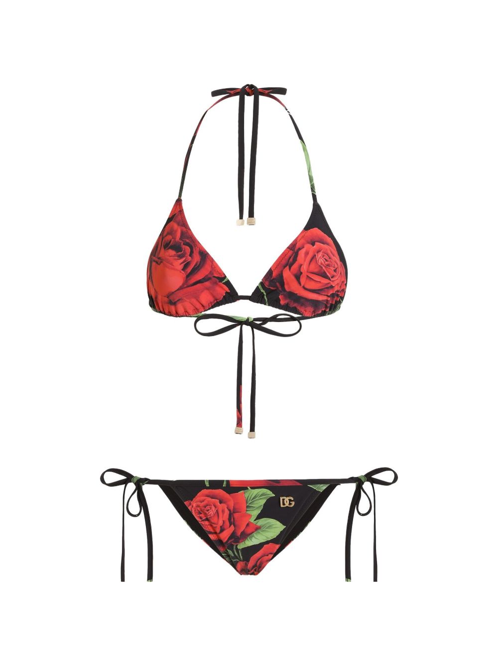Dolce & Gabbana Women Rose Print Triangle Bikini Set DOLCE & GABBANA