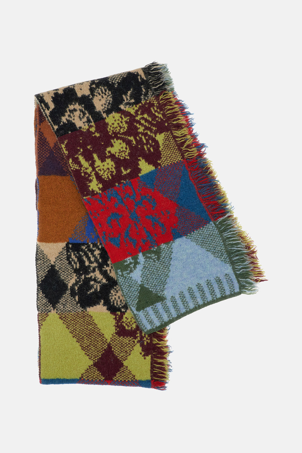 Dries Van Noten Men Multicolor Patchwork Wool-Blend Scarf DRIES VAN NOTEN