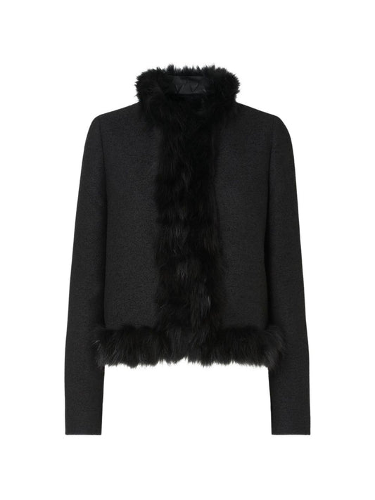 Fendi Women Shearling Trim Wool Jacket FENDI