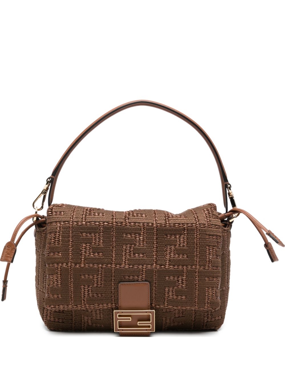 Fendi Women Mamma Baguette Embroidered Rafia Shoulder Bag FENDI