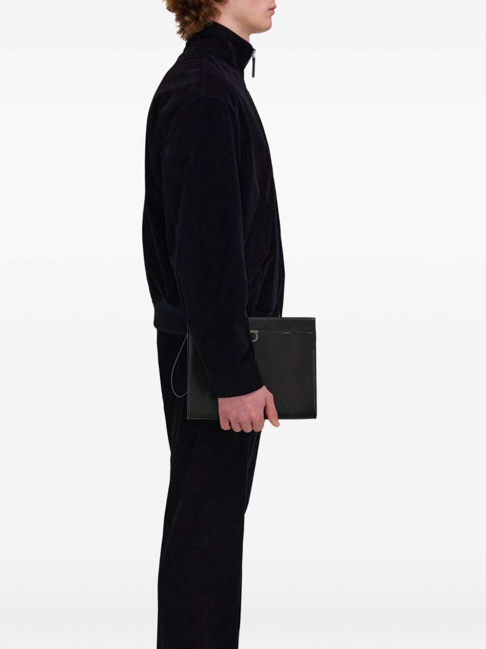 Ferragamo Men Gancini Leather Pouch