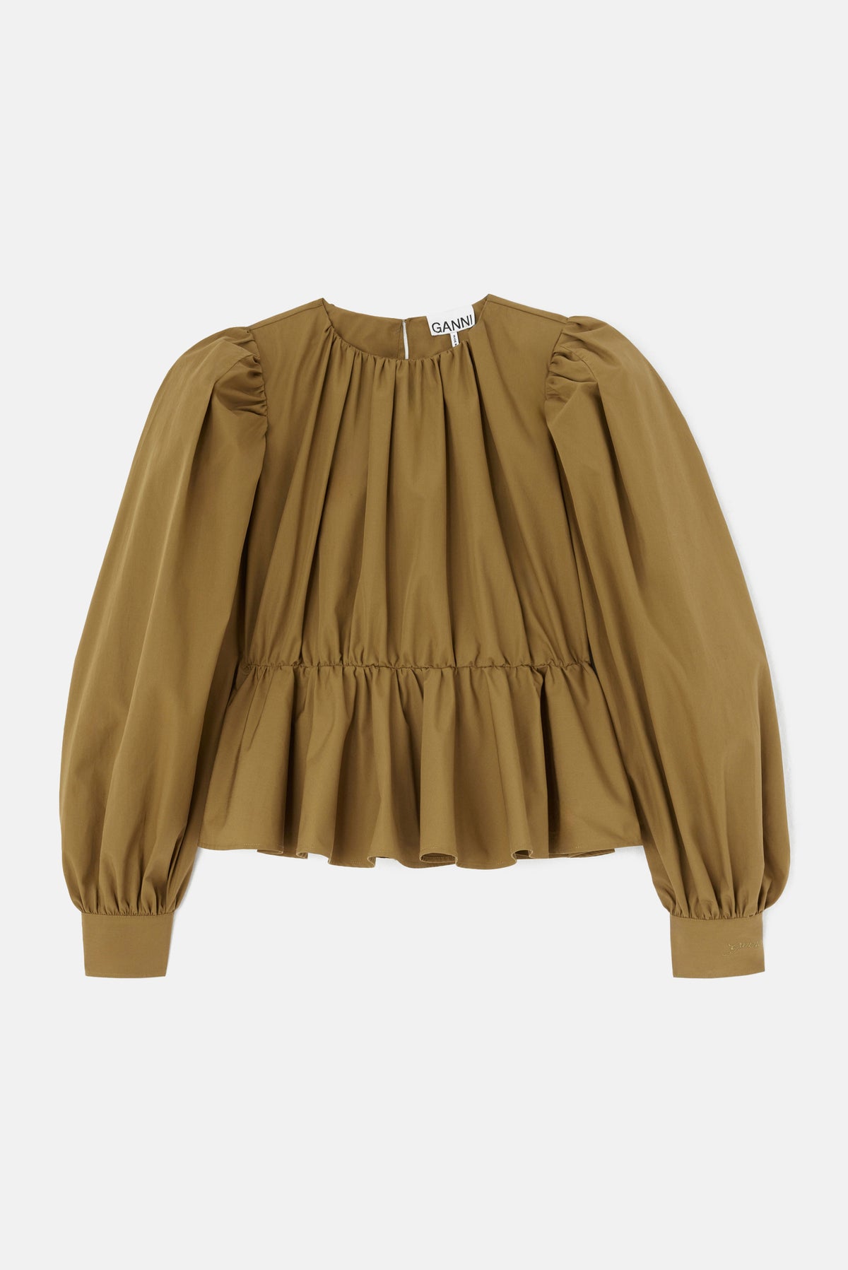 Ganni Women Compact Poplin Gathered Peplum Blouse GANNI