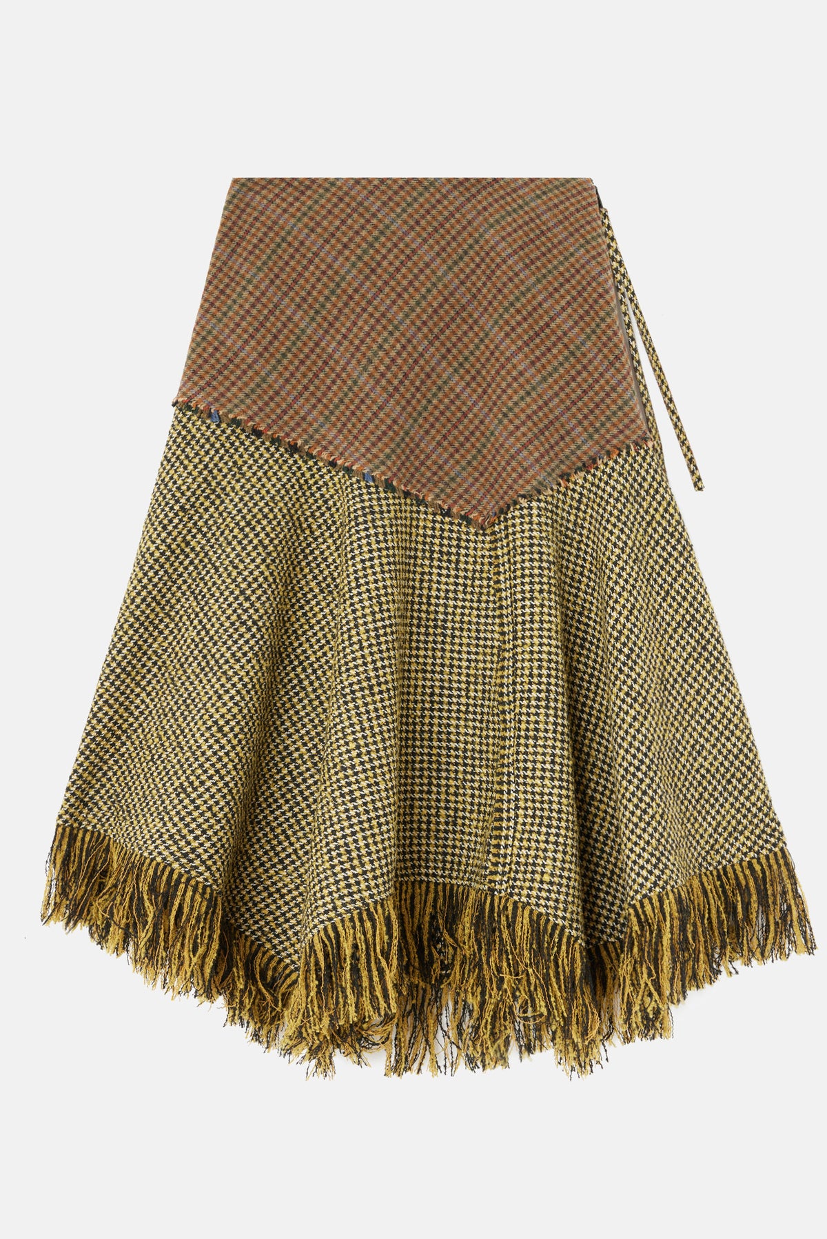 Ganni Women Woollen Check Patchwork Long Skirt GANNI