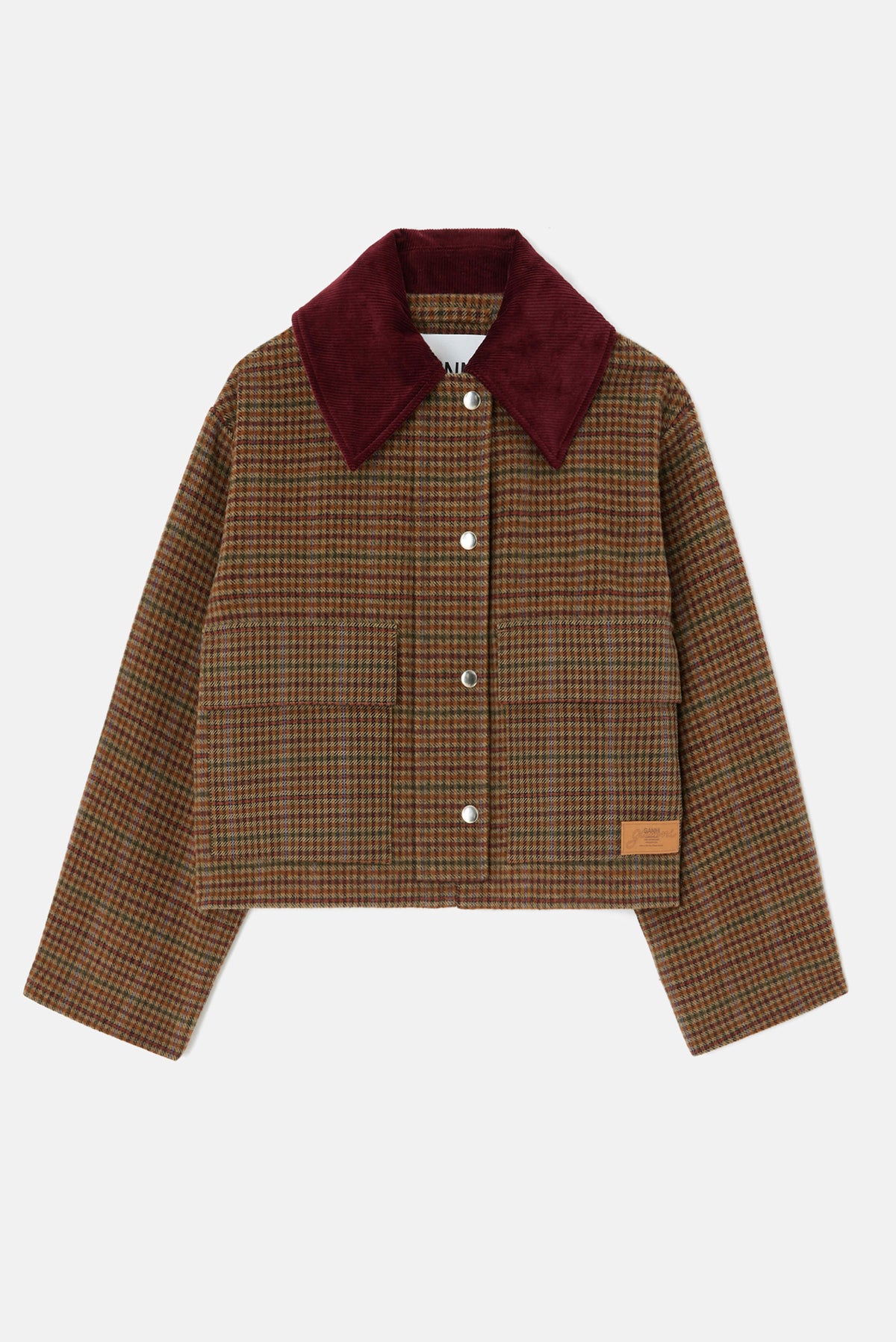 Ganni Women Check Twill Short Barn Jacket GANNI