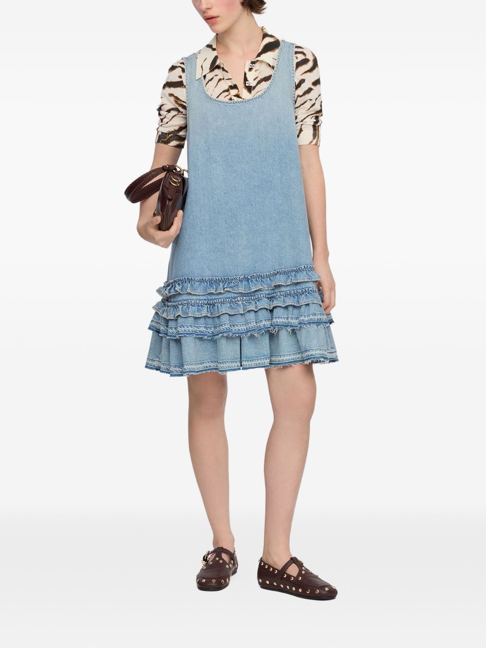 Ganni Women Organic Cotton Denim Mini Dress GANNI