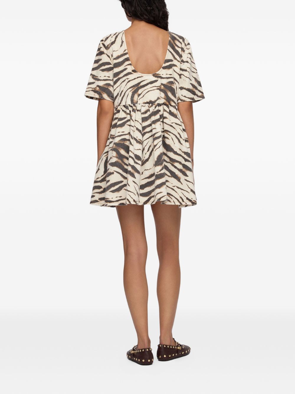 Ganni Women Zebra Print Cotton Mini Dress GANNI