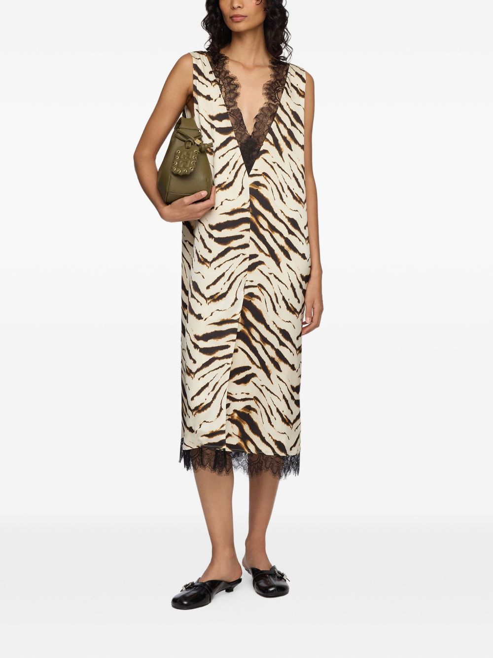 Ganni Women Zebra Print Midi Dress GANNI