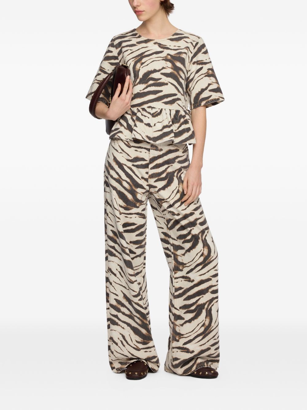 Ganni Women Zebra Print Organic Cotton Top GANNI