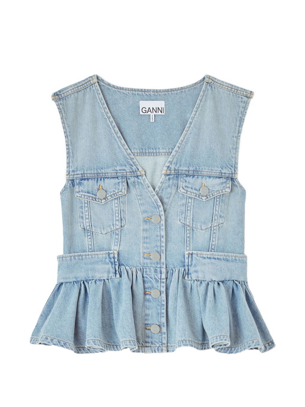 Ganni Women Denim Peplum Top GANNI