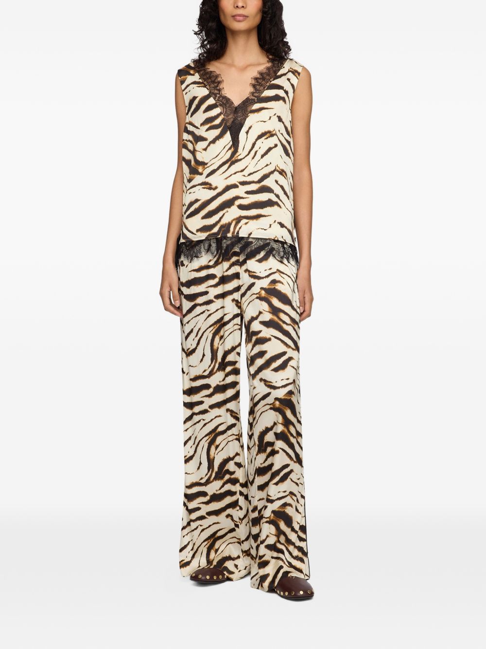 Ganni Women Zevra Print V-Necked Top GANNI