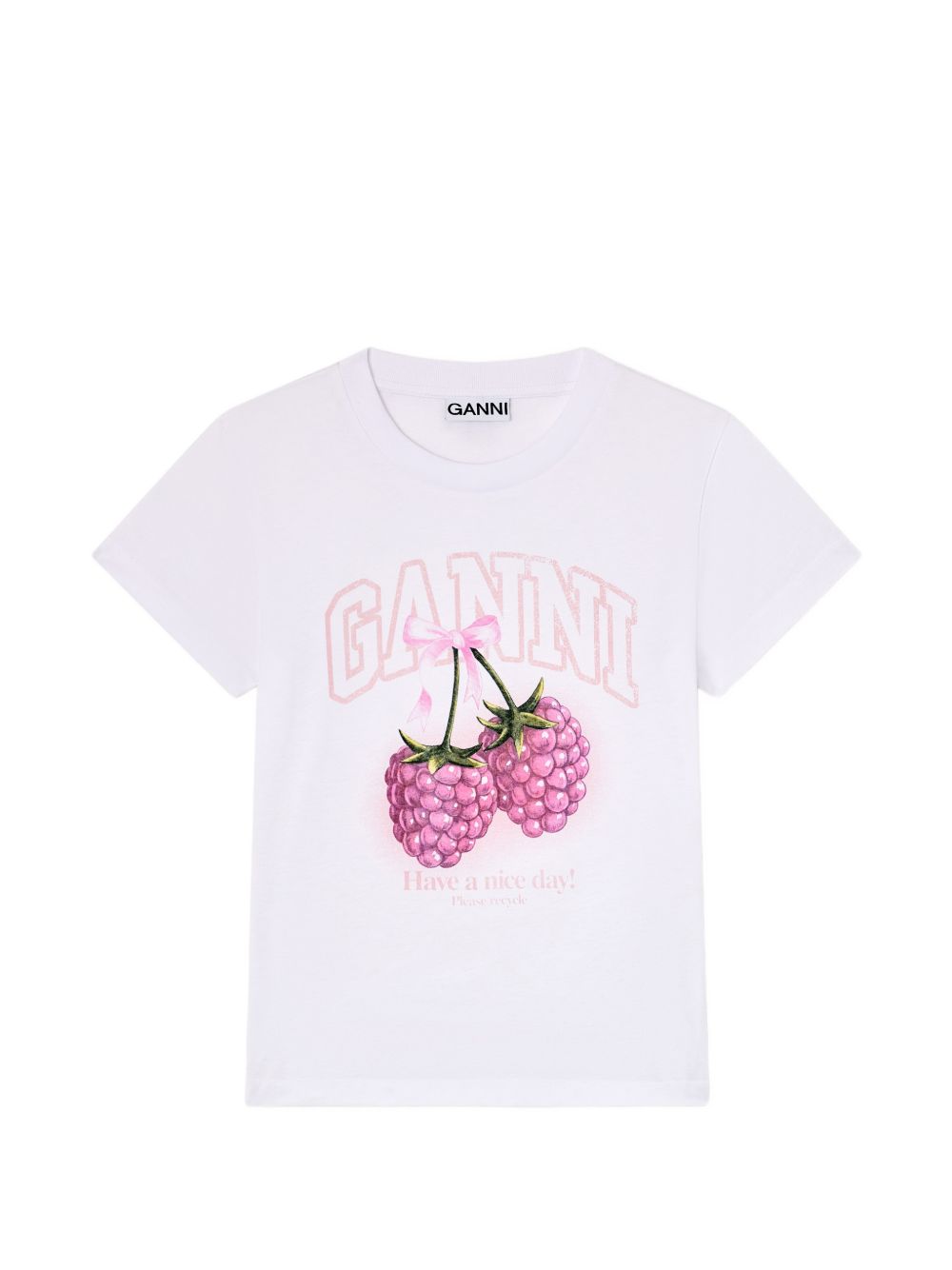 Ganni Women Raspberry Cotton T-Shirt GANNI