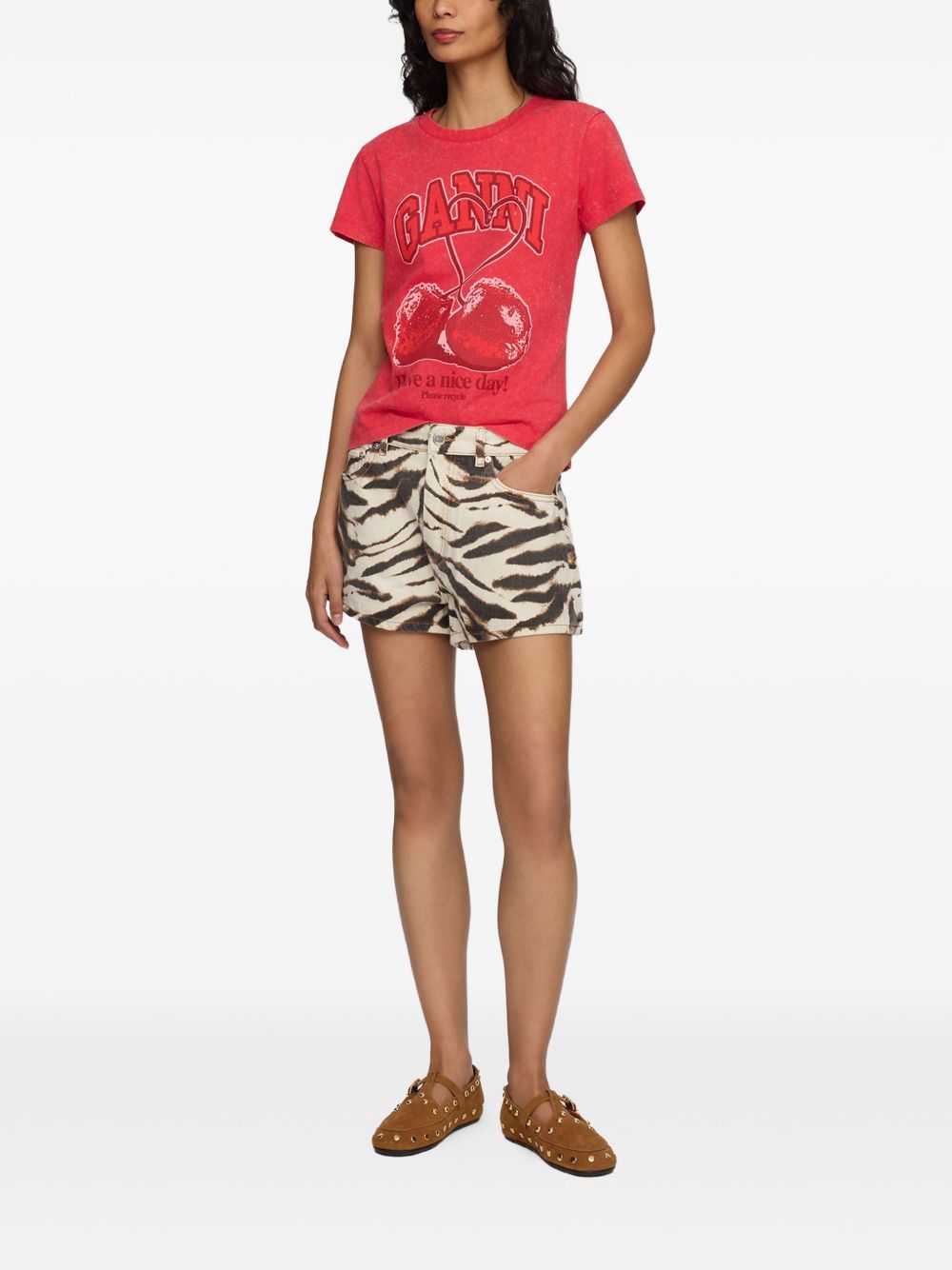 Ganni Women Printed Cotton T-Shirt GANNI