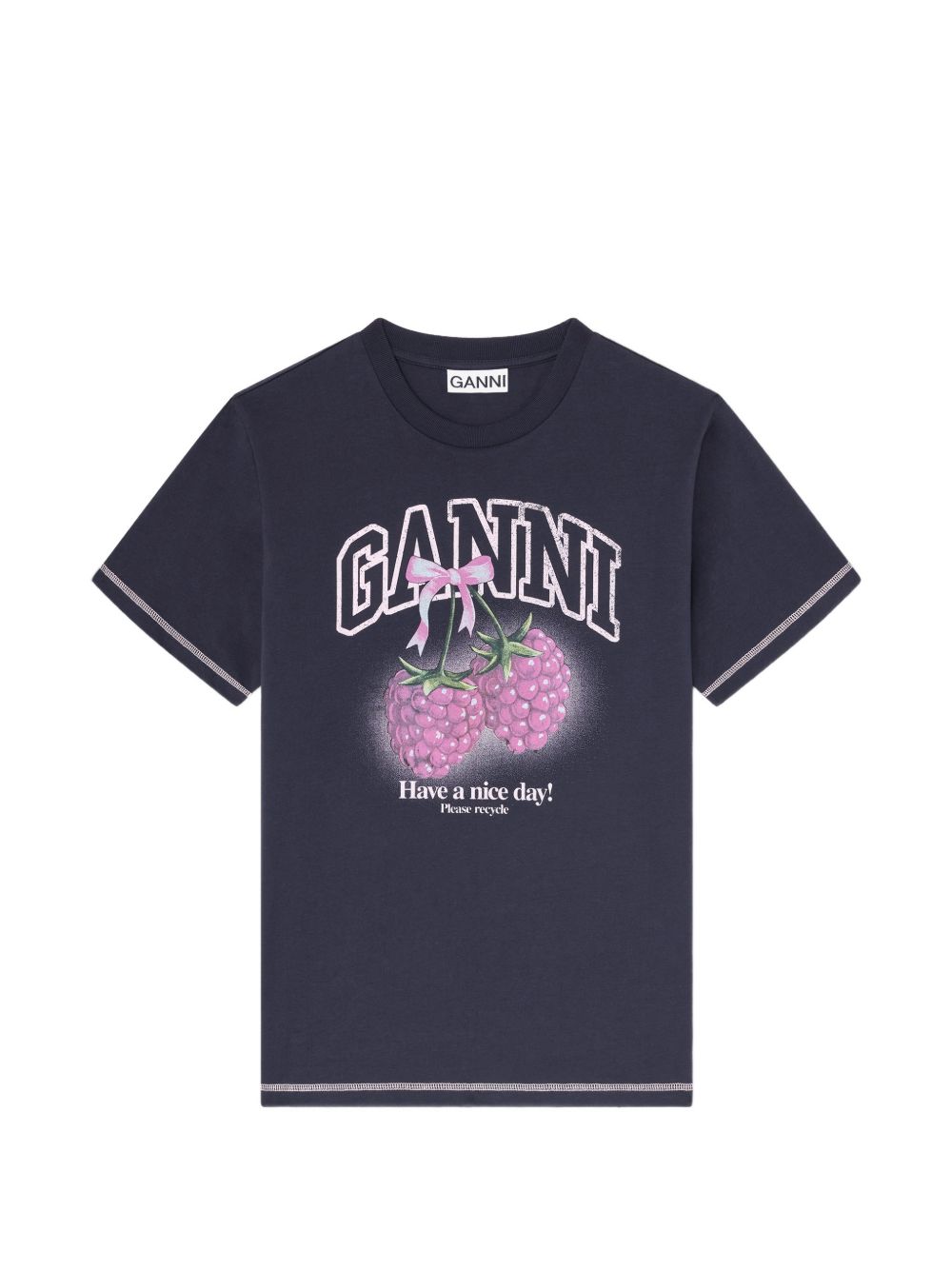 Ganni Women Raspberry Cotton T-Shirt GANNI