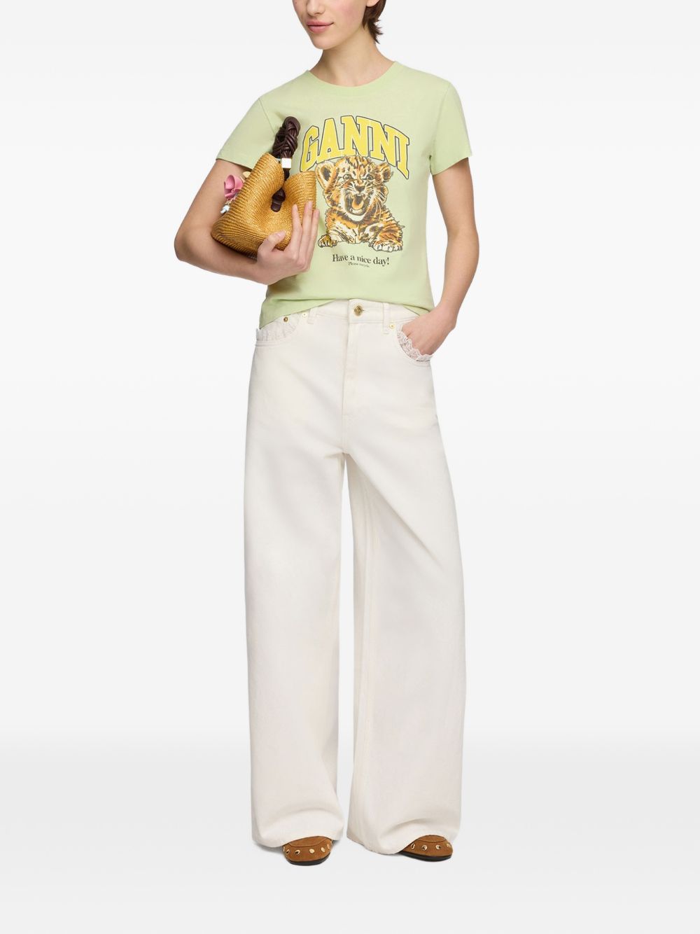 Ganni Women Printed Cotton T-Shirt GANNI