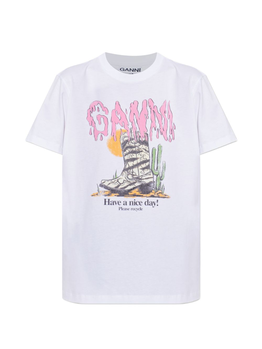 Ganni Women Printed Cotton T-Shirt GANNI