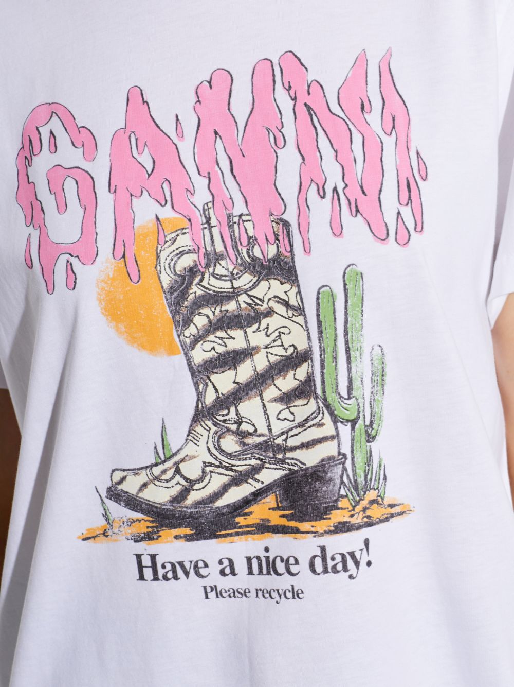 Ganni Women Printed Cotton T-Shirt GANNI