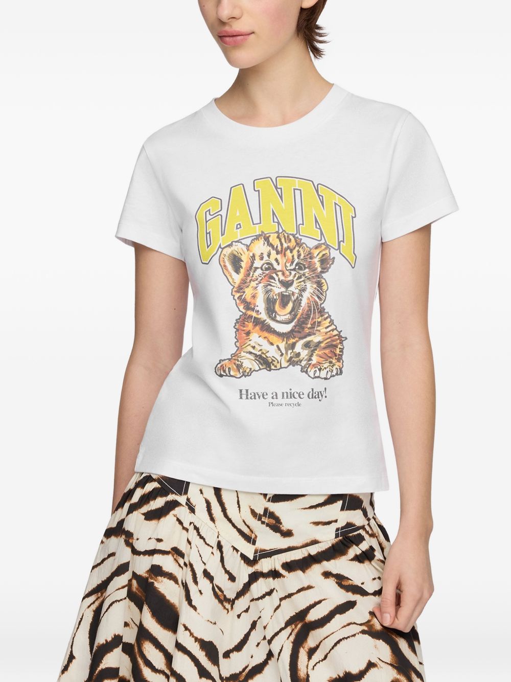 Ganni Women Printed Cotton T-Shirt GANNI