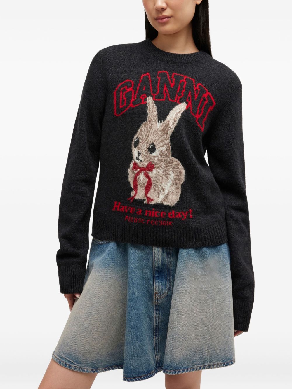 Ganni Women Wool Crewneck Sweater GANNI