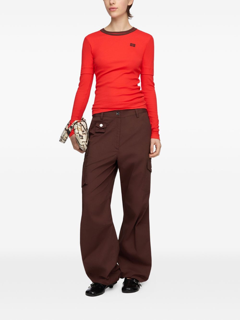 Ganni Women Organic Cotton Cargo Trousers GANNI