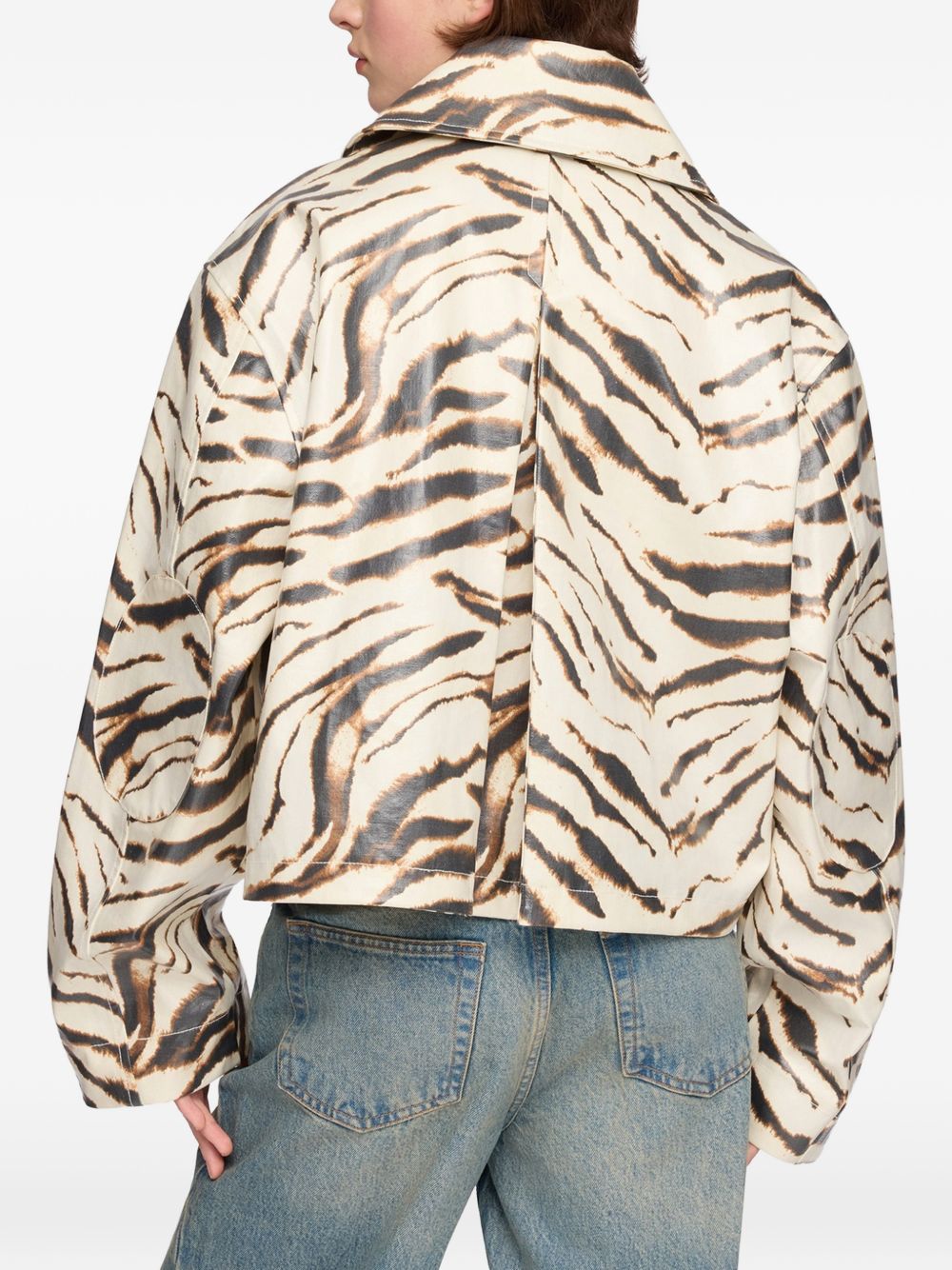 Ganni Women Zebra Print Cotton Blend Jacket GANNI